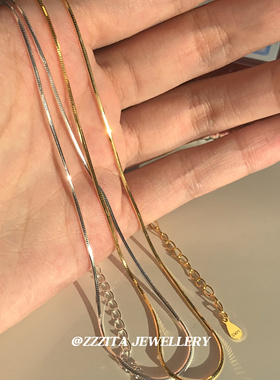 ZZZITA 万能百搭链～通体925银极细八角蛇骨链欧美简约ins锁骨链