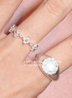 ZZZITA 布蕾奶芙· Creamy Cake～百搭银色拉丝哑光四芒星戒指