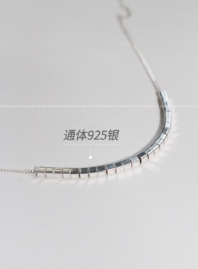 通体925纯银碎银子方块项链