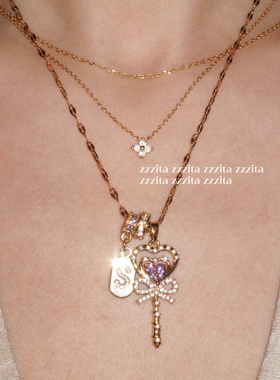 ZZZITA 乖乖千金·Sweet Authority～原创定制字母粉钻权杖项链