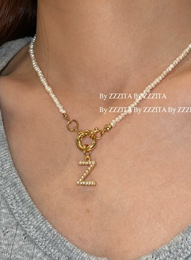 ZZZITA 本期重磅～天然淡水珍珠镀金26个英文字母项链ins轻奢小众