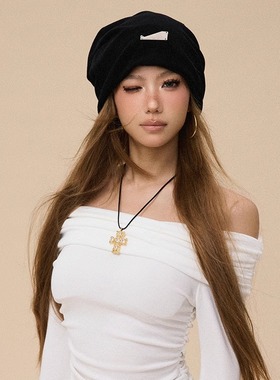 ZZZITA 店主挚爱～Ins肌理感闪钻十字架项链复古时髦设计感毛衣链