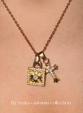 ZZZITA Holly同款～欧美闪钻十字架小众设计感项链百搭ins锁骨链