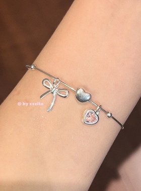 纯银闪钻手镯通体925纯银