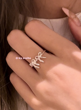 ZZZITA 蝴蝶结～通体925纯银双蝴蝶结戒指小众设计感气质高级指环