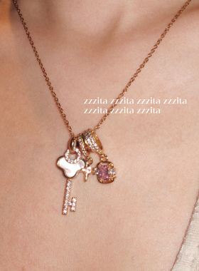 ZZZITA 心门之钥·Key to my Heart～原创小众辣妹粉钻钥匙项链