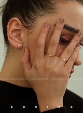 小钻金属肌理叠戴戒指