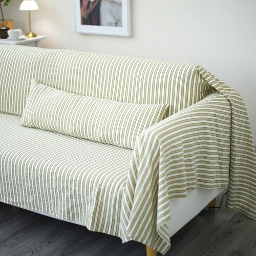 侘寂风全棉色织沙发巾薄款客厅沙发套罩巾防尘全包加宽盖巾纯棉 - 图1