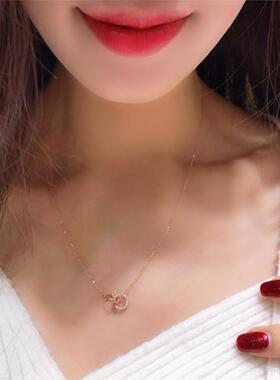 18K金BB戒项链 女轻奢纯银玫瑰金环环相扣万花筒钻石LOVE七夕礼物