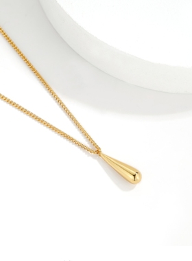 韩国14K金水滴项链 女轻奢黄金耳钉耳环耳坠纯银锁骨链小众欧美风