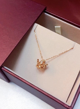 18K金V&А女王桂冠项链女玫瑰金钻石纯银皇冠锁骨链气质简约ins潮