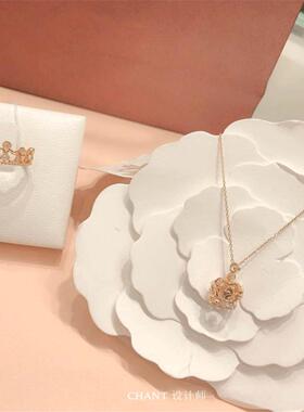 女王桂冠项链女小众设计玫瑰金博物馆系列皇冠锁骨链纯银镶钻礼物