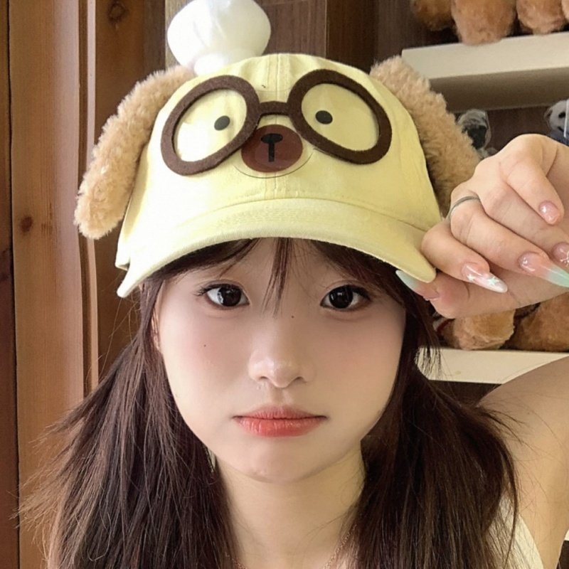 可爱小狗眼镜厨师帽棒球帽卡通鸭舌帽网红卡通防晒遮阳户外大头围,淘宝优惠券,粉丝福利购,淘宝优惠卷