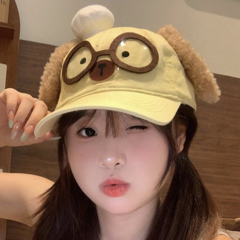 可爱小狗眼镜厨师帽棒球帽卡通鸭舌帽网红卡通防晒遮阳户外大头围,淘宝优惠券,粉丝福利购,淘宝优惠卷