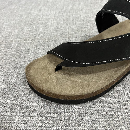 外贸夏季新款女士真皮夹趾休闲大码拖鞋女鞋软木拖 F6447 - 图1