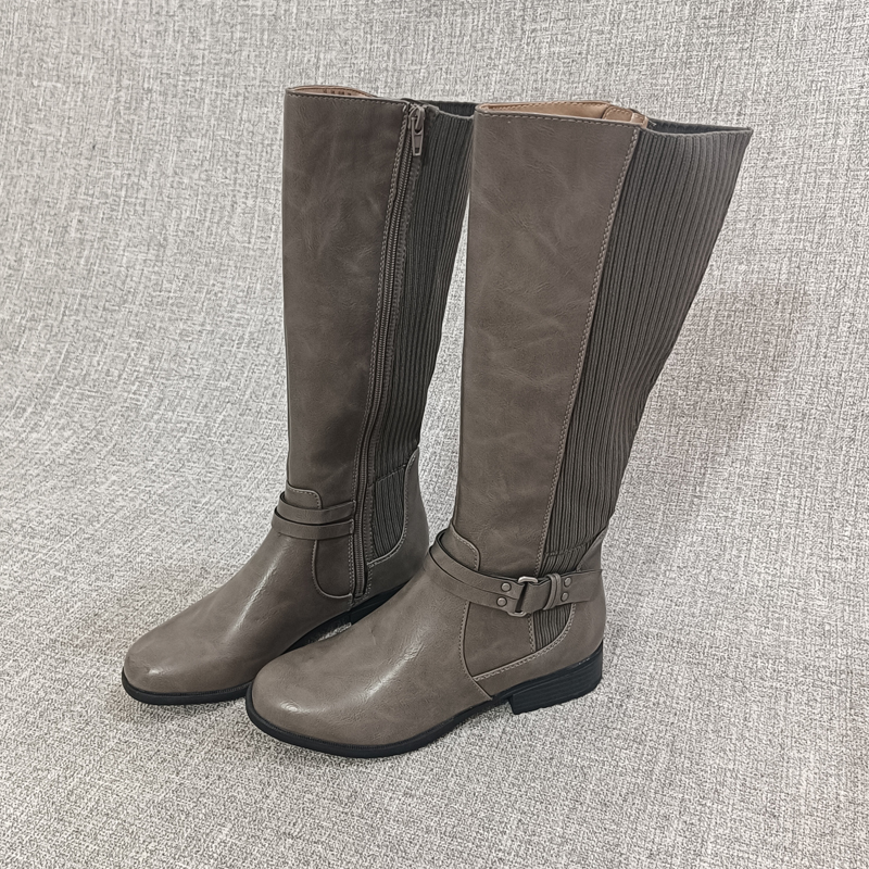 外贸2023款欧美冬季百搭中筒靴骑士靴大码女靴女鞋F4831 - 图0
