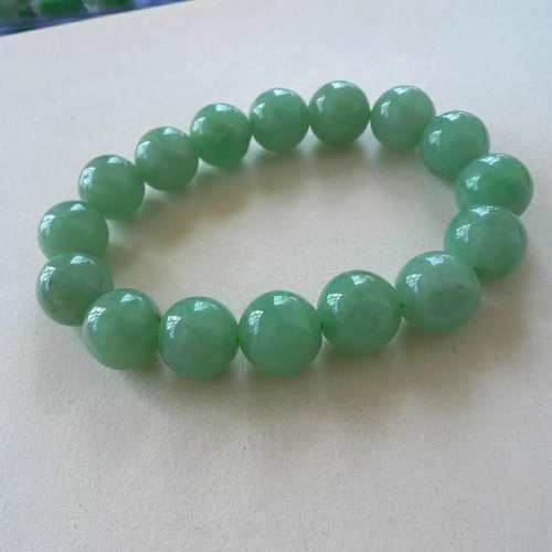 缅甸天然翡翠A货玉石手链 玉珠子男女款豆种满绿手链手串带证书 - 图1