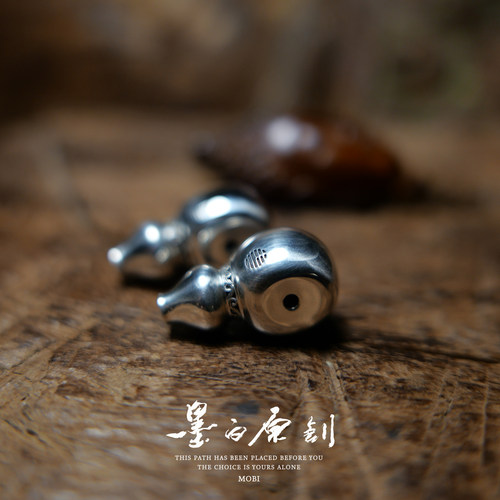 「墨白」神级 925银水波纹福禄三通佛头文玩菩提配饰 - 图0