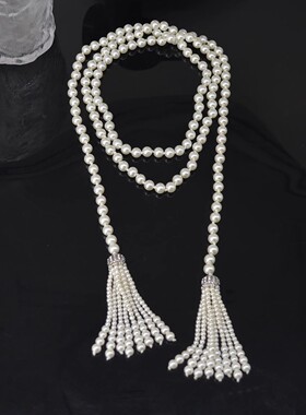 新款流苏项链女小香风新中式国风叠戴多层锁骨链长款毛衣链潮