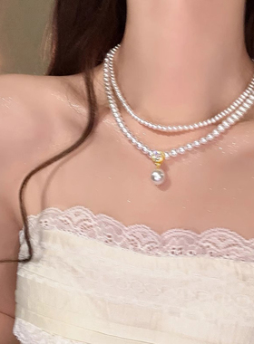 法式复古珍珠双层项链女款2025新款高级感轻奢小众锁骨链颈链配饰