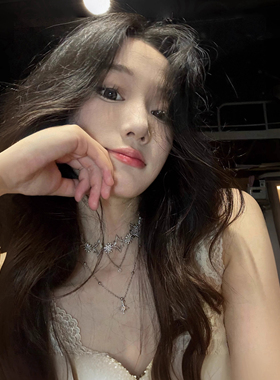 芒星闪钻锆石双层锁骨链轻奢choker甜酷辣妹少女项链