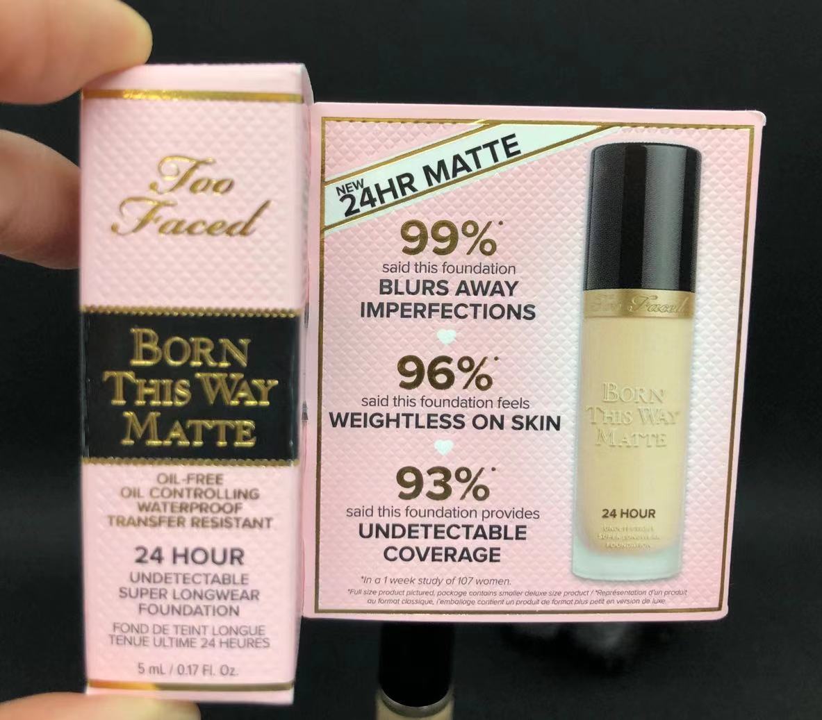 包邮~too faced born this way哑光24小时持久控油粉底液5ml小样