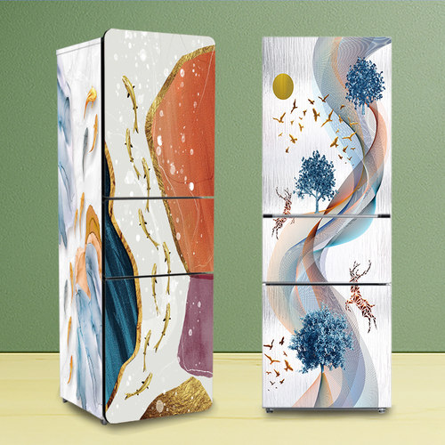 北欧冰箱贴纸九鱼创意厨房家具翻新改造装饰画防水自粘可移除贴画 - 图1