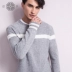 Dệt 2018 mới mùa thu đông màu sắc phù hợp với áo len cashmere sọc nam cổ tròn áo thun cashmere tinh khiết đan áo len chạm đáy - Áo len Cashmere