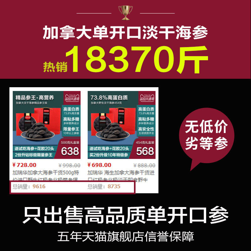 加拿大海参干货孕妇野生进口干海参 加瑞华海参