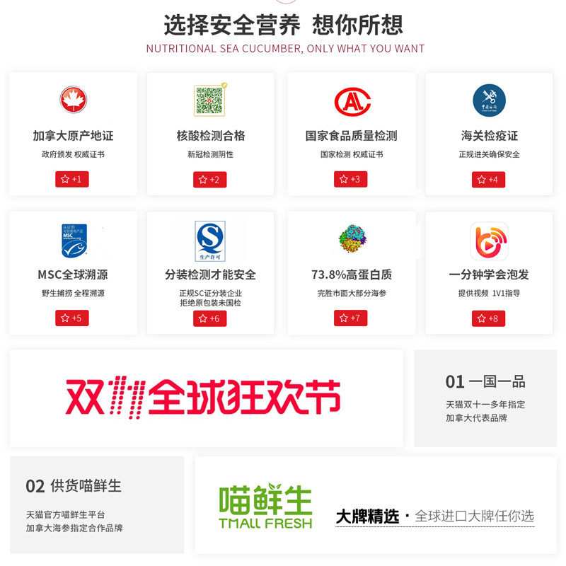 加拿大海参干货孕妇野生进口干海参 加瑞华海参