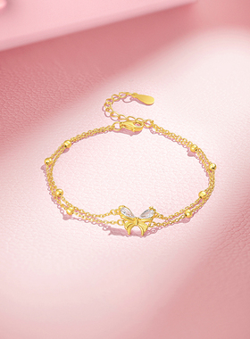 S925银手链女蝴蝶结手饰百搭时尚