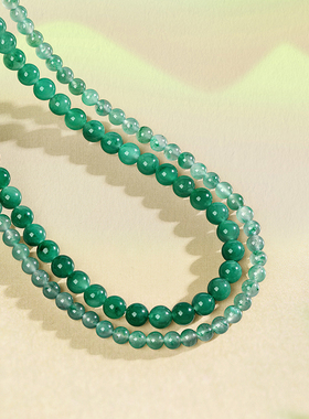 周六福非洲翠项链女玉石串珠子