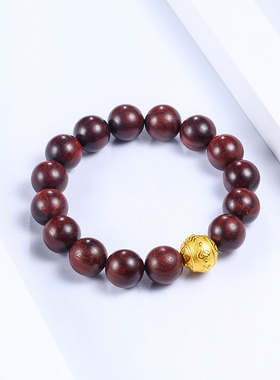 周六福黄金手串男女款小叶紫檀转