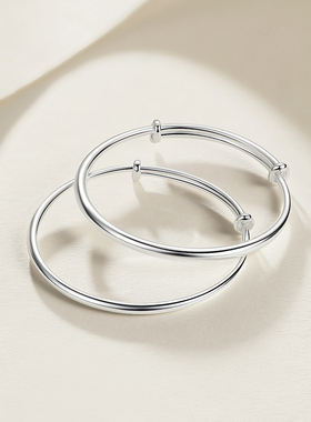 周六福小圆满银手镯s999银实心镯