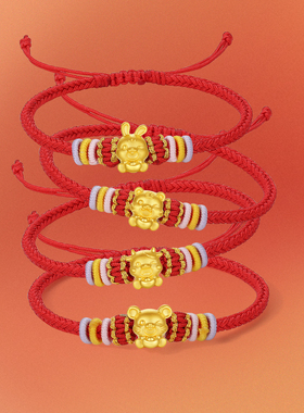 周六福黄金5d硬金转运珠定价女蛇十二生肖马抱元宝招财生肖本命年