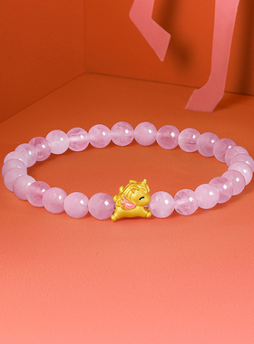 周六福黄金手串女款梦幻萌马生肖马系列5D硬金珐琅定价官方