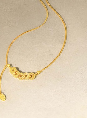 周六福五帝钱项链女款福气小铜钱