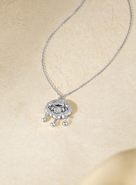 周六福项链女如意平安锁链坠S925