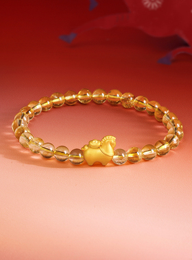 周六福5d硬金定价黄金手串女款马上有钱女士手串生肖马本命年礼物