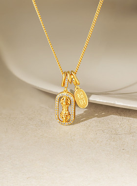 周六福爆闪金刚杵福牌项链女