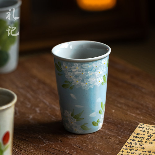 创意复古花卉马克杯家用文艺小清新陶瓷杯办公室小清新牛奶咖啡杯 - 图3