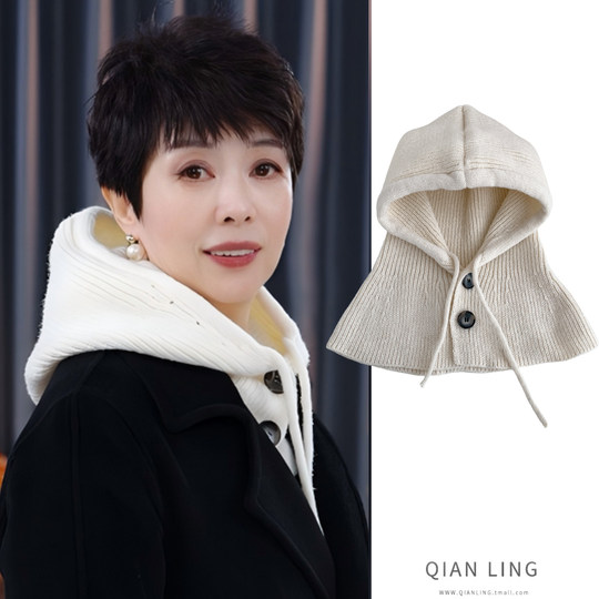 New autumn and winter neck warm woolen scarf pull-up hat
