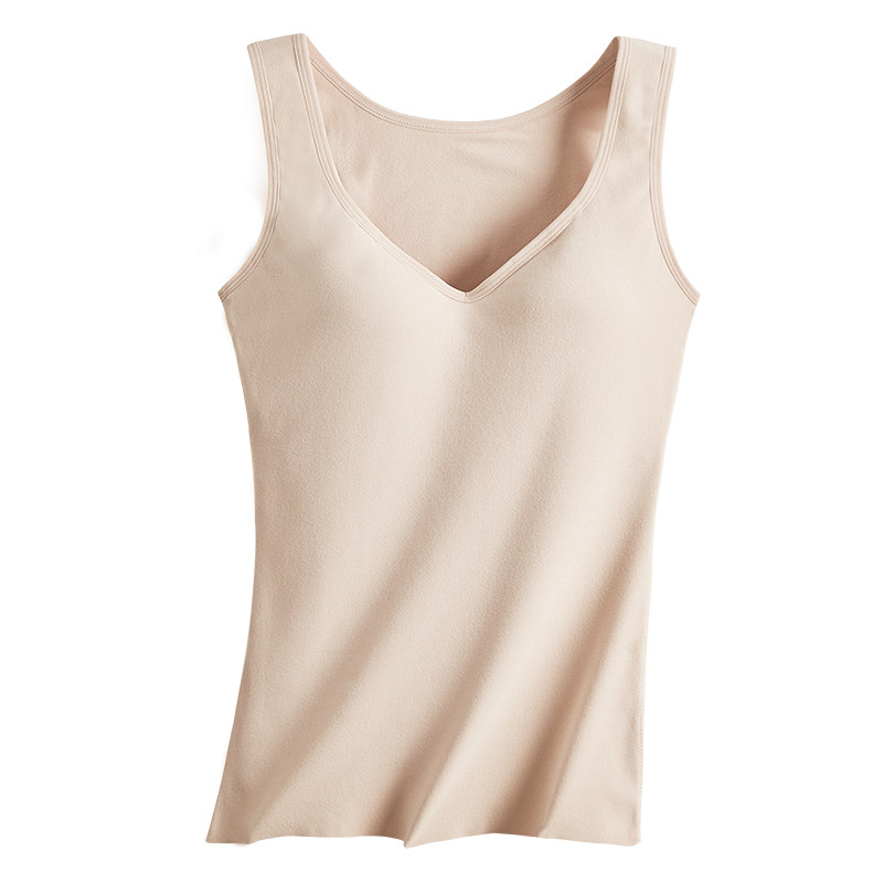 无痕德绒保暖背心带一体式加绒内衣 蓓莱芬吊带/背心/T恤