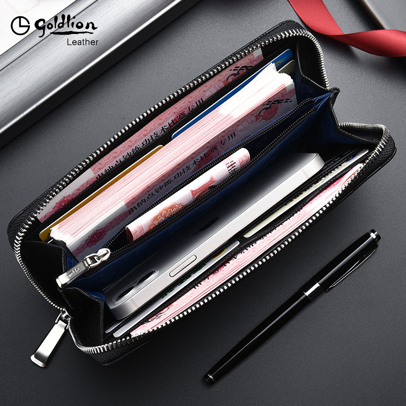 金利来男士长款真皮格子2021钱包 金利来若羽钱包