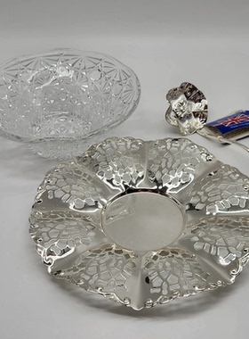 现 纽约下城公园进口安妮公主蕾丝浪花花边镀银派对小碗碟带勺