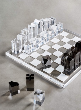 现 纽约下城公园进口卓然天成自然的棋局剔透国际象棋游戏摆件