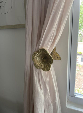 现 纽约下城公园进口正品丝丝入扣铜质芙蓉花窗帘钩挂钩