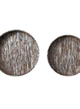 现 纽约下城公园进口夜光幽兰玉带环马赛克贝母拼贴托盘收纳盘