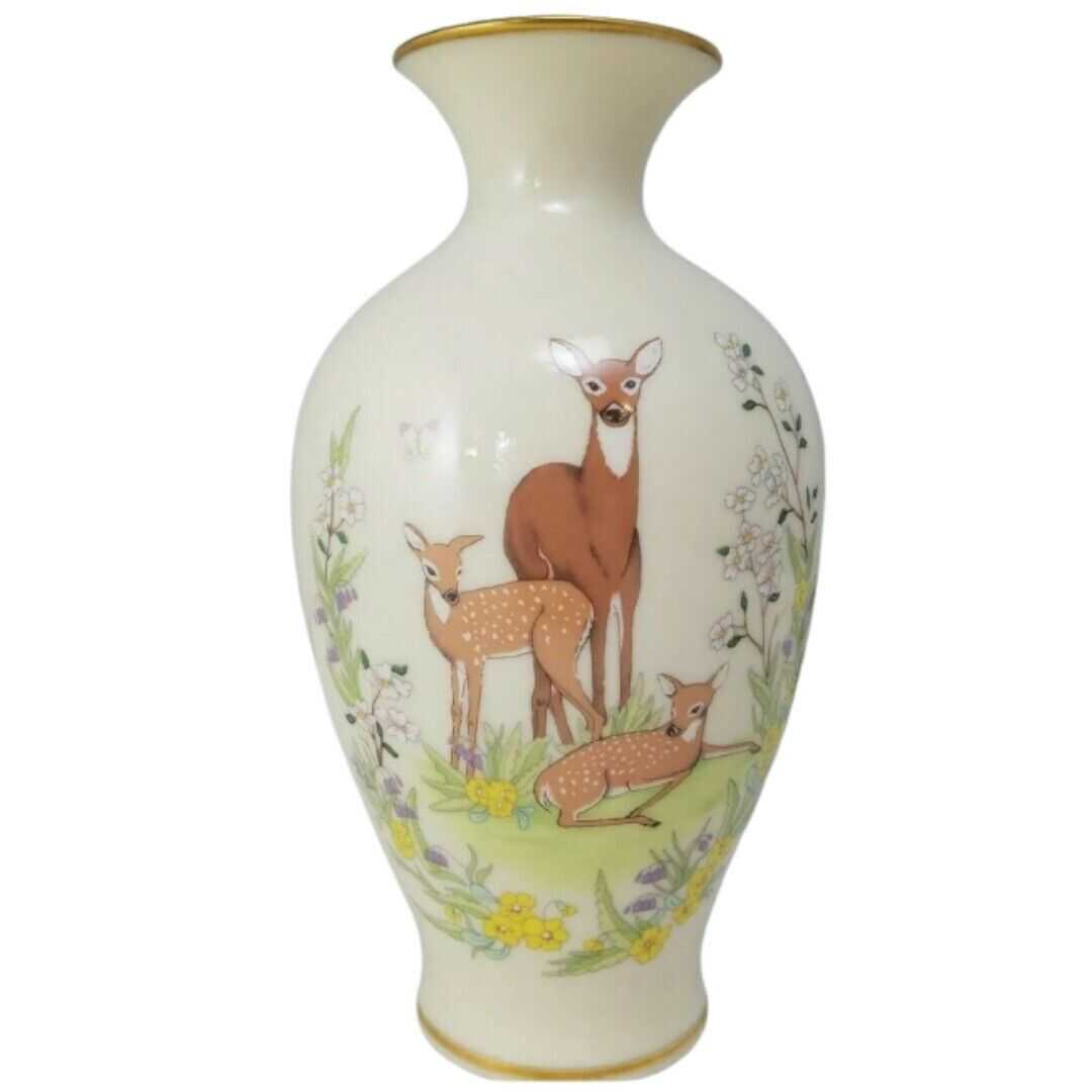纽约下城公园进口雷纳克斯林中精灵小鹿一家温馨陶瓷细颈花瓶 - 图0
