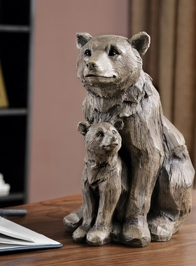进口温暖怀抱熊妈妈树脂动物雕塑